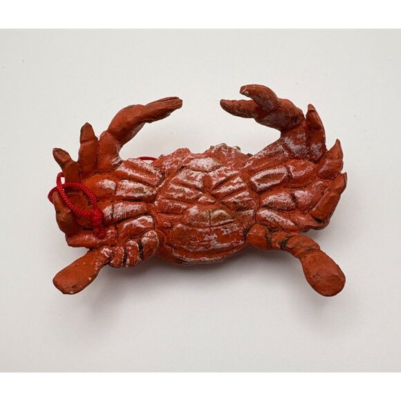 Vintage Clay Red Crab Christmas Tree Ornament Beach Ocean Life Coastal - Picture 2 of 7
